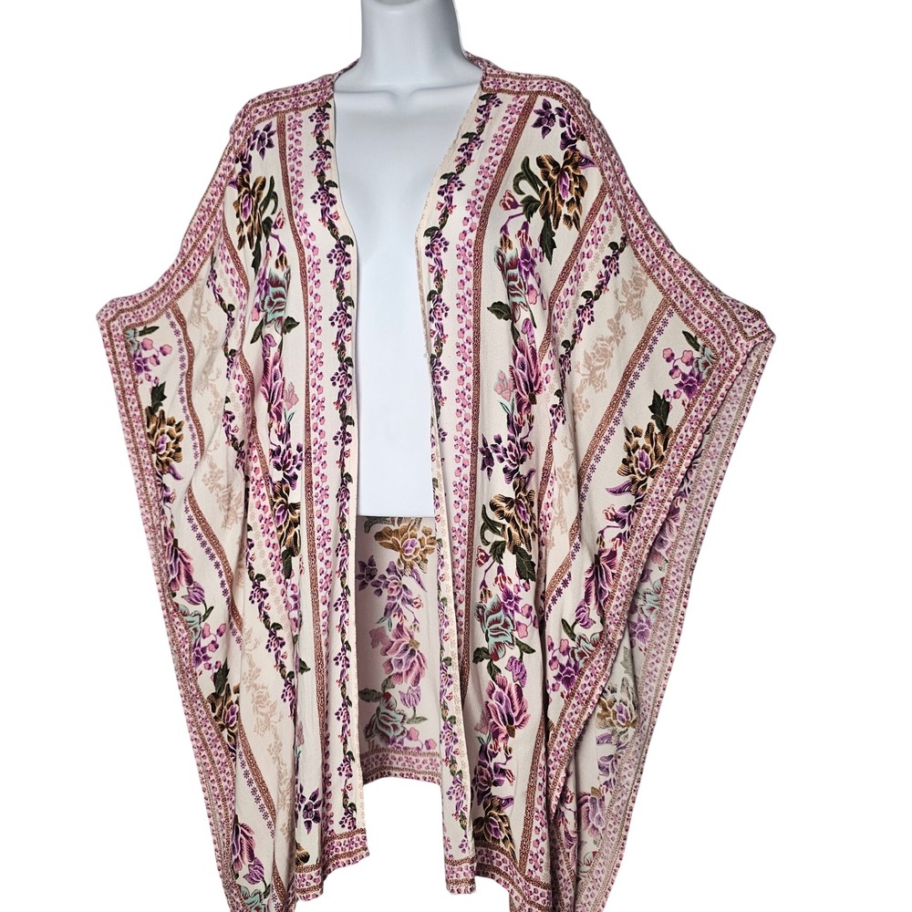 Japna Floral Cream and Pink Boho Swim Coverup